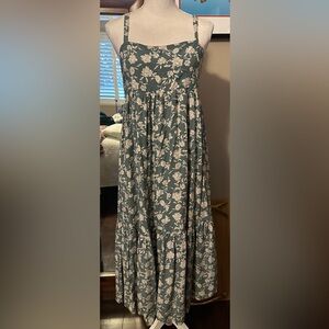 Millibon Green and Cream Floral Midi Dress